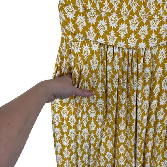 Boden Yellow & White Short Sleeve Dress with Pockets Women's US Size 4 Petite - Picture 5 of 9